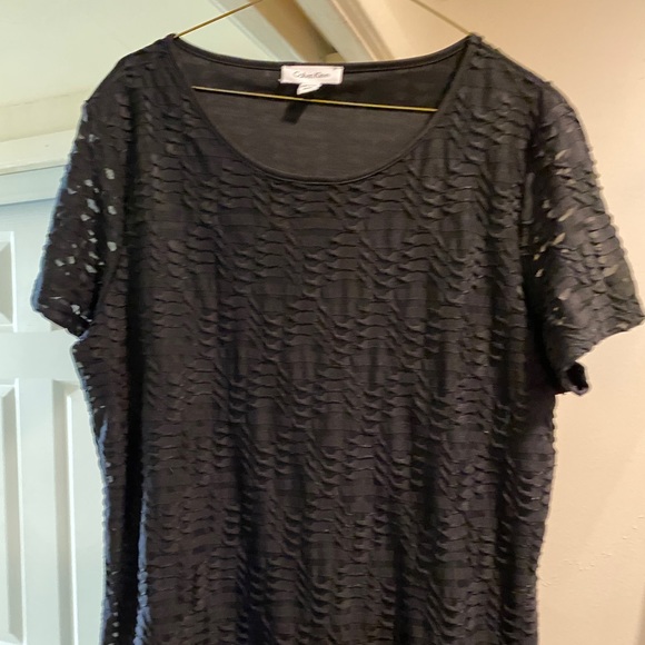 Calvin Klein Tops - Women’s Black Calvin Klein Short Sleeve Shirt with Unique perforated Fabric XL
